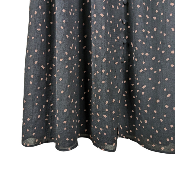 Madewell Womens Dress 4 Confetti Toss Black Short Flutter Sleeve Button Up Midi - Picture 5 of 12